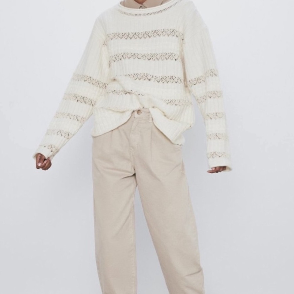 🤍ZARA Pointelle Ribbed Sweater - Picture 4 of 11